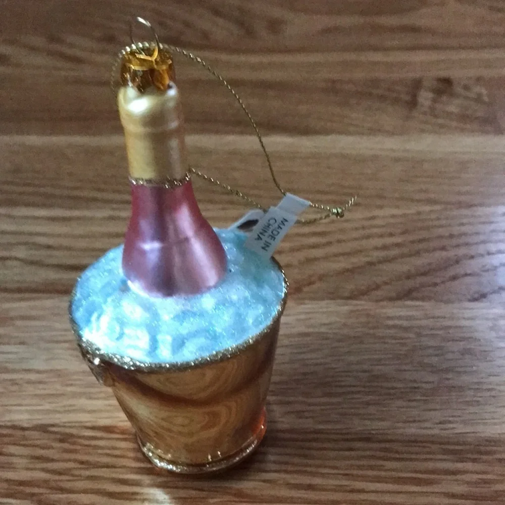 NWT Anthropologie CHEERS Champagne Bucket Ornament Christmas